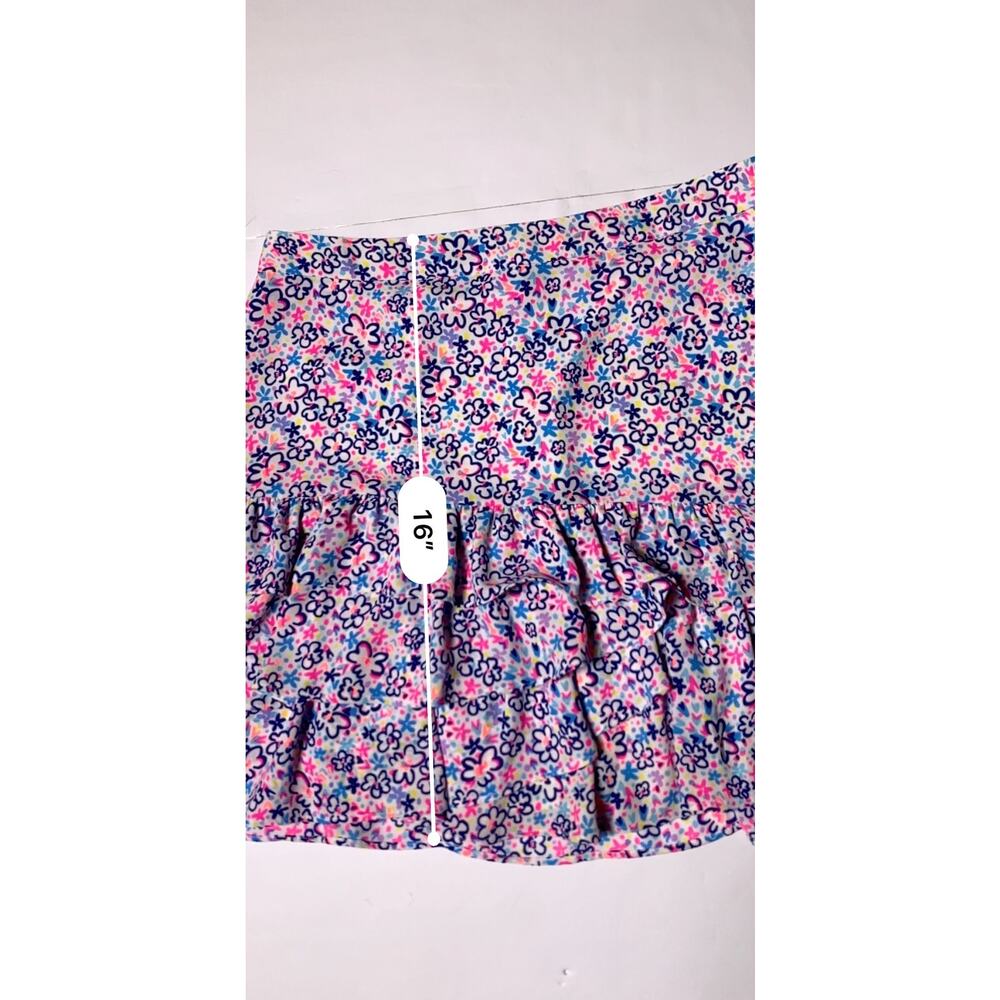 Lilly Pulitzer Womens 8 Floral Ruffle Mini Skirt Pink Blue Tiered Lined - Picture 14 of 16